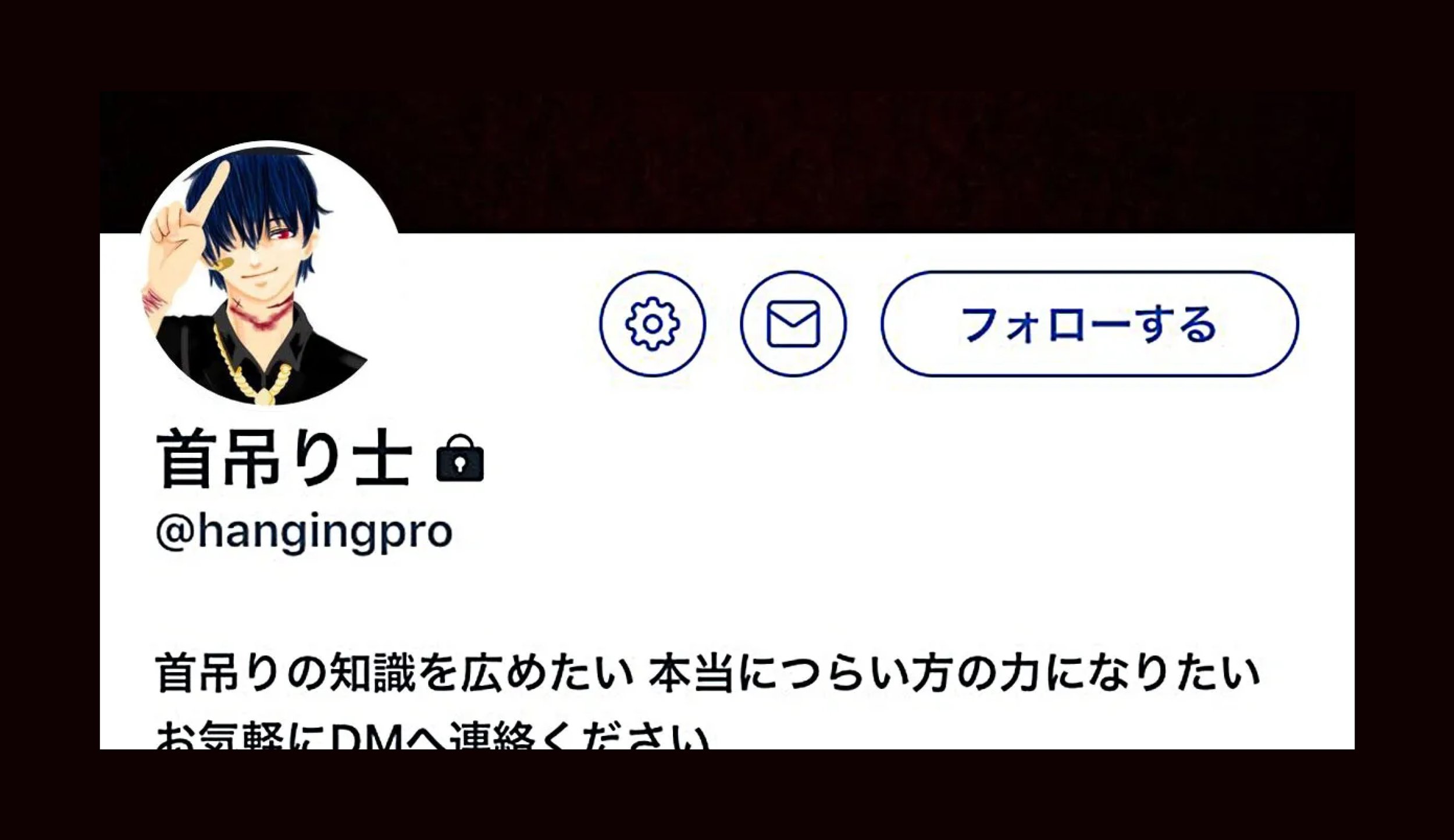  His Twitter profile for @hangingpro 