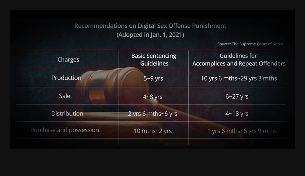  Screenshot from YT on guidelines for digital sex offense punishment 