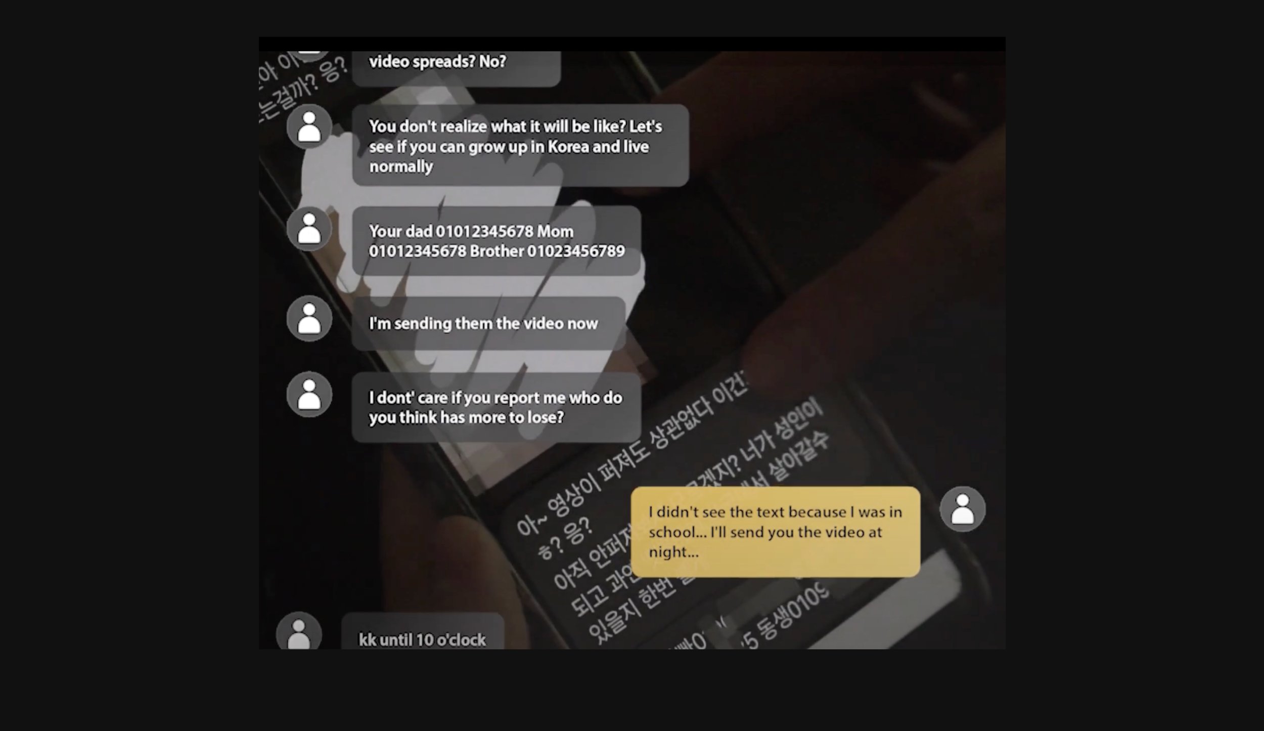  Screenshot of supposed blackmail texts 