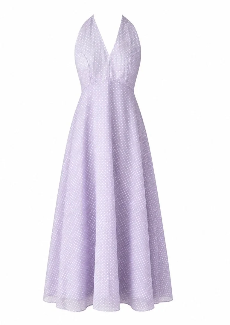 1970s Lavender Polka Dot Maxi
