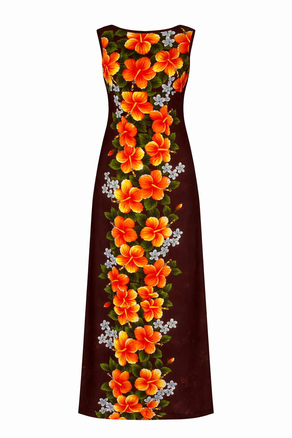 60s Hawaiian Barkcloth Maxi Dress