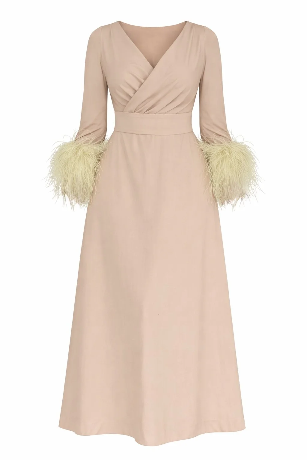 60s Champagne Ostrich Maxi Dress