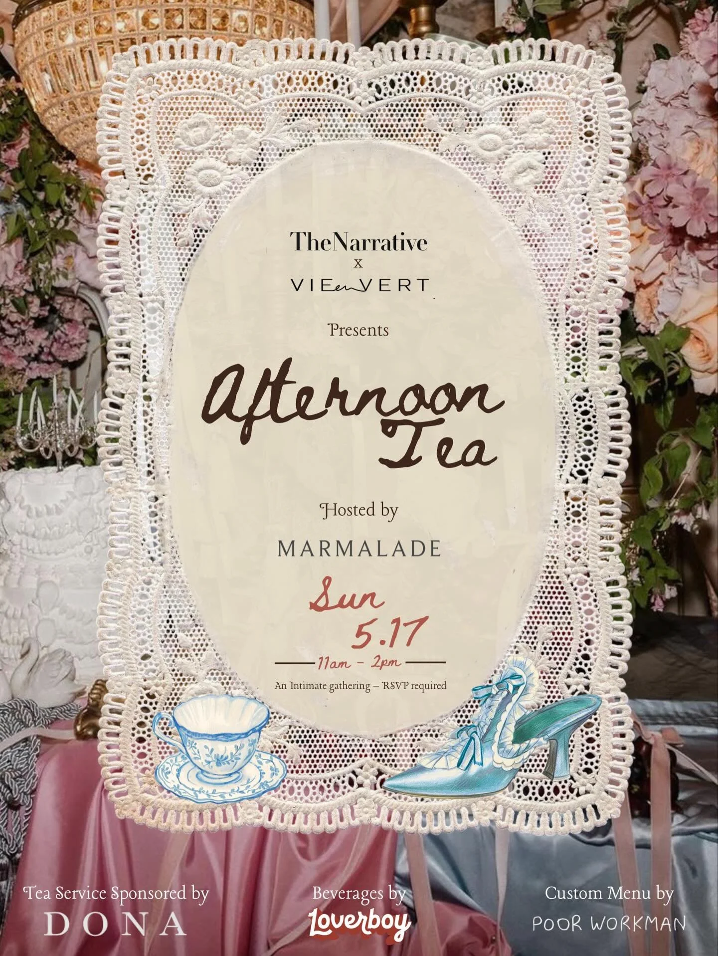 You&rsquo;re cordially invited to an Afternoon Tea Affair, Sunday, May 17th 🌷🫖&nbsp;
⠀⠀⠀⠀⠀⠀⠀⠀⠀
Step into a world of vintage elegance, flowing cocktails, and tea party indulgence with @thenarrativevintage &amp; @vert_vie , hosted at @marmaladefreshc