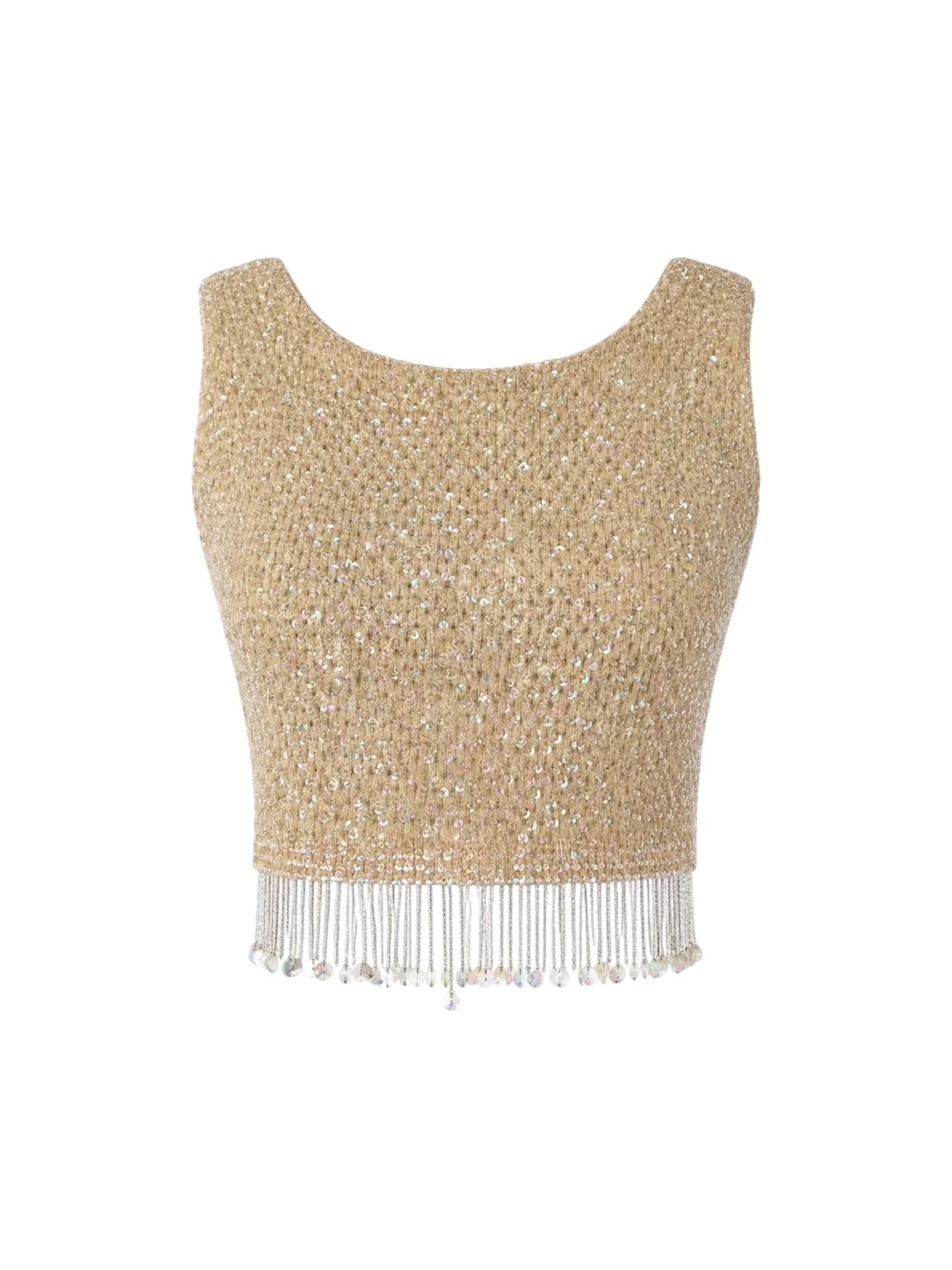 1950s-1960s Ivory Beaded Tassel Top