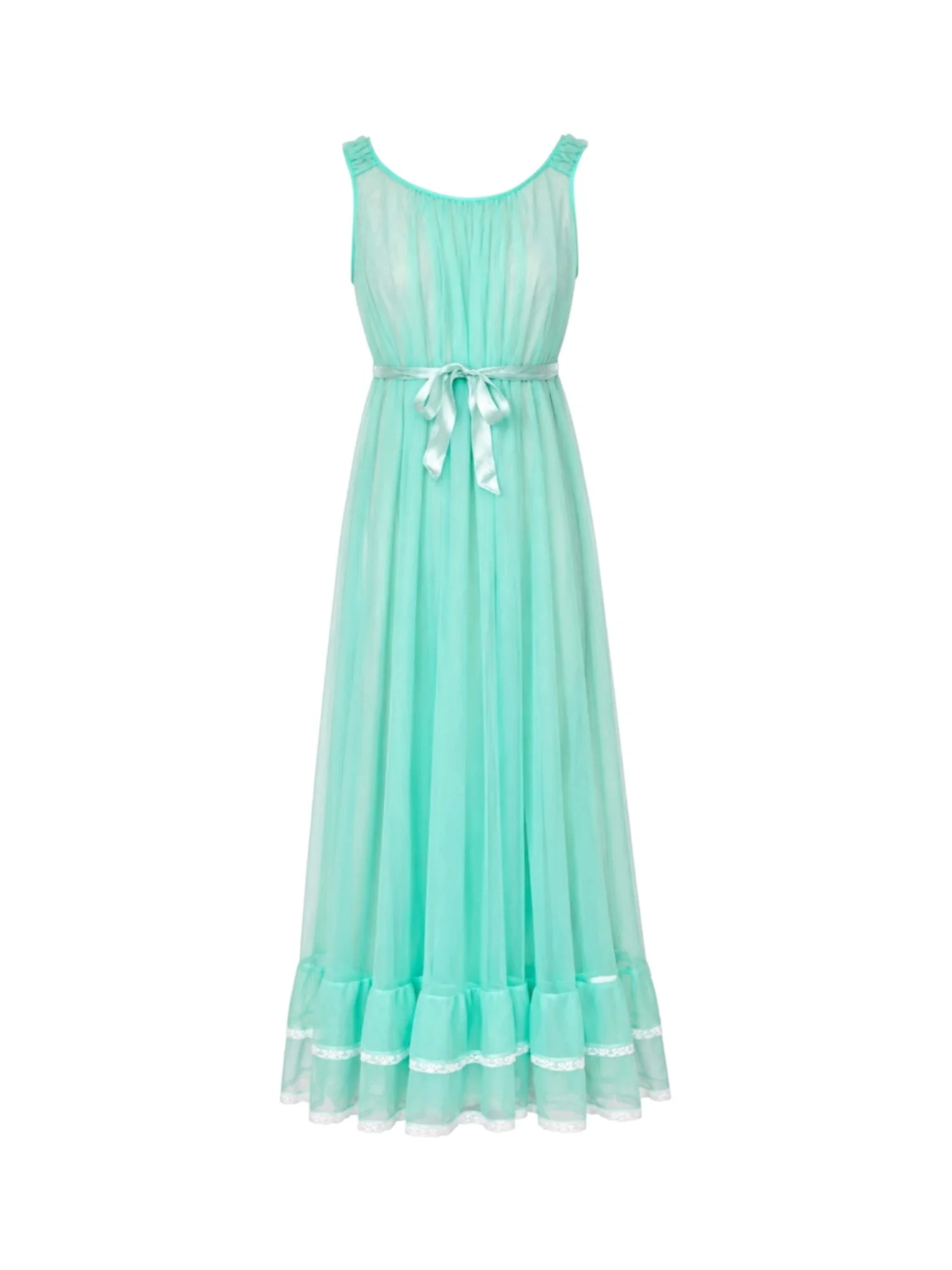 1960s Turquoise Sheer Peignoir Gown