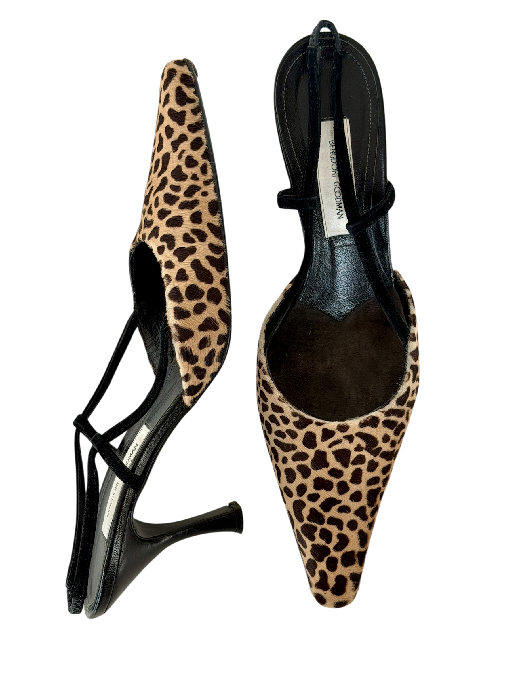 Bergdorf Goodman Leopard Calf Hair Slingbacks