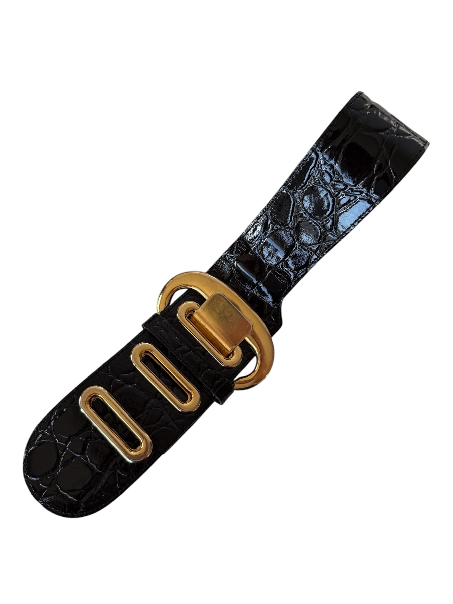 Croc Embossed Statement Belt