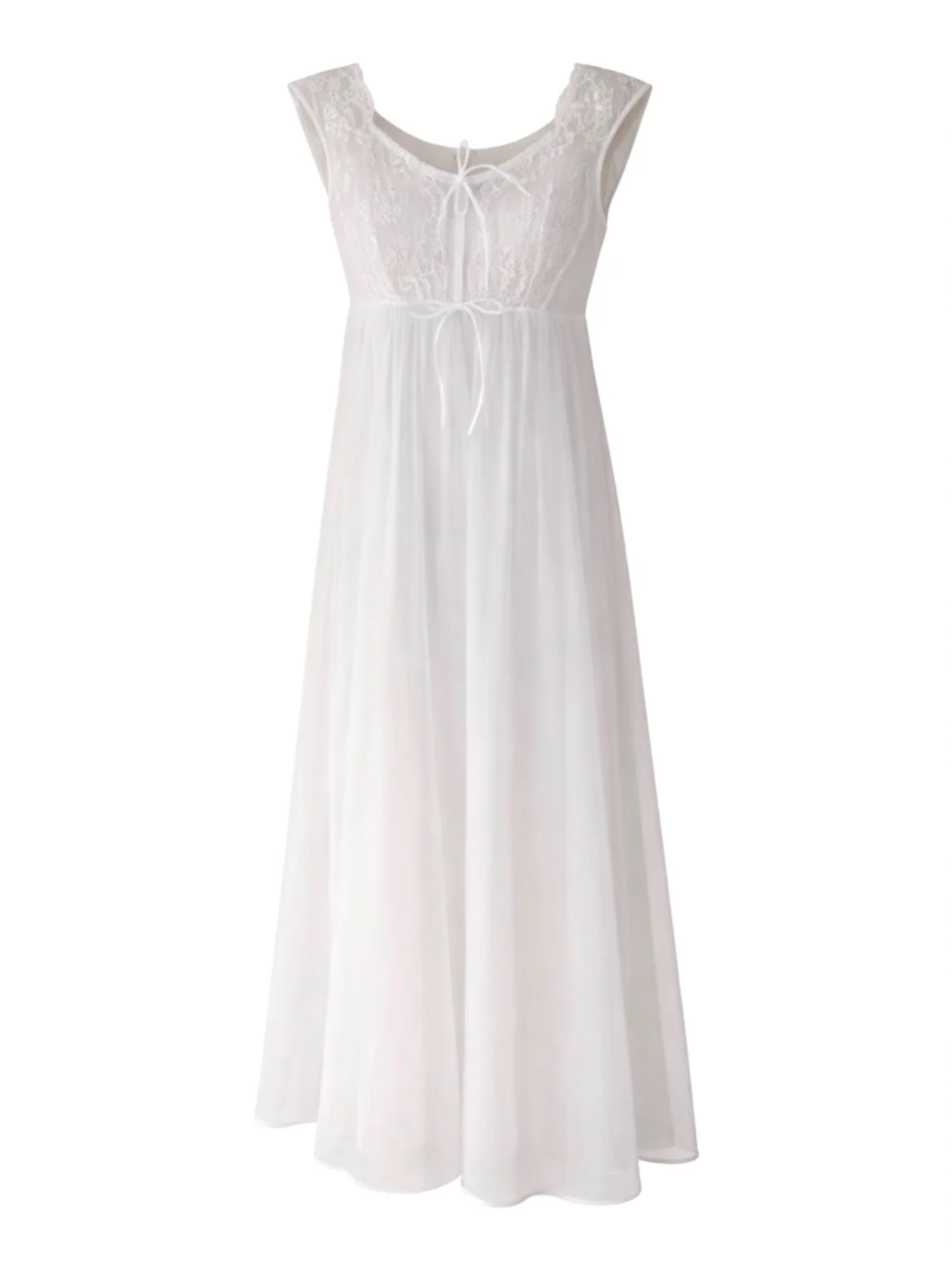 White Sheer Double Chiffon Peignoir