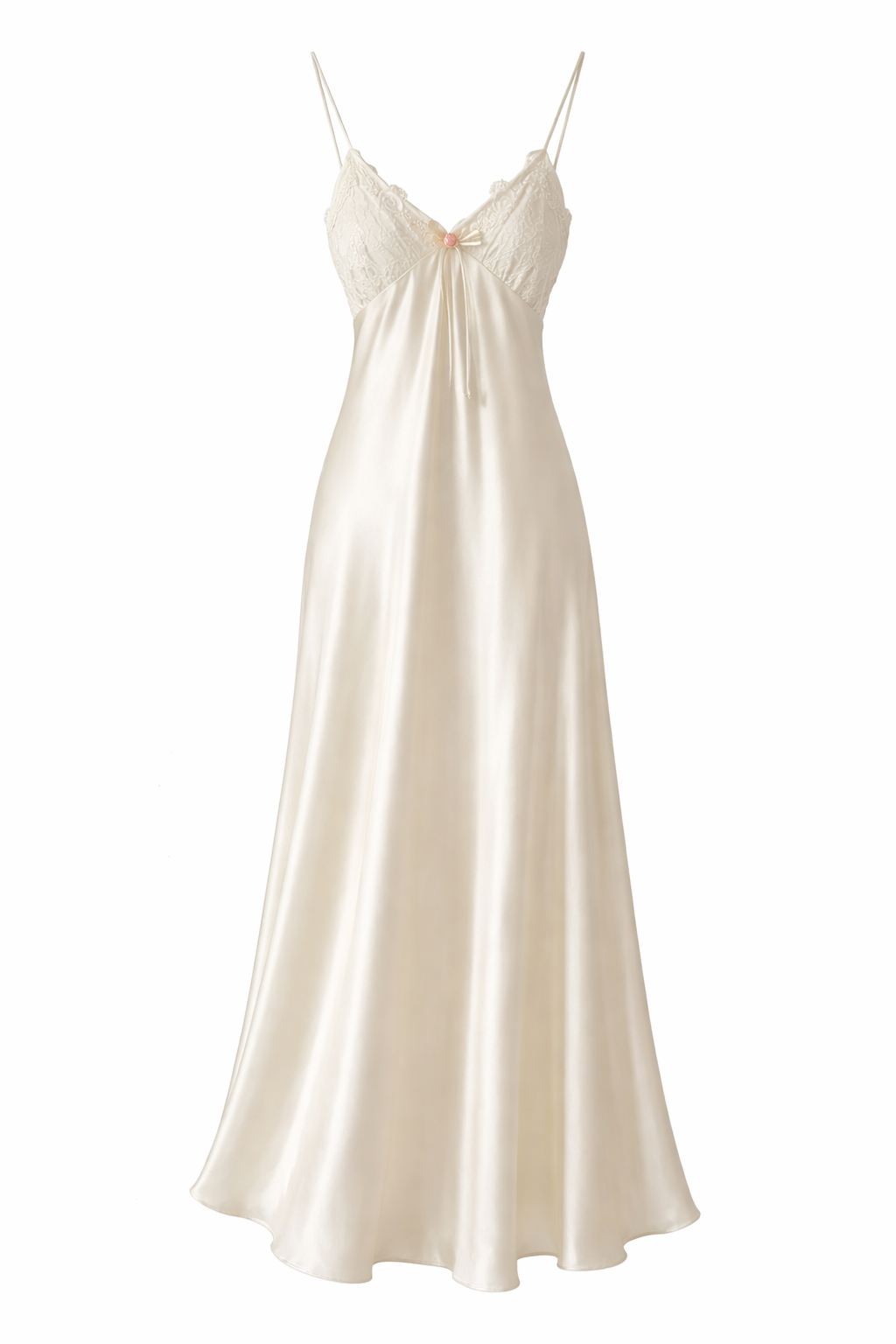 Ivory Satin Rosette Dress