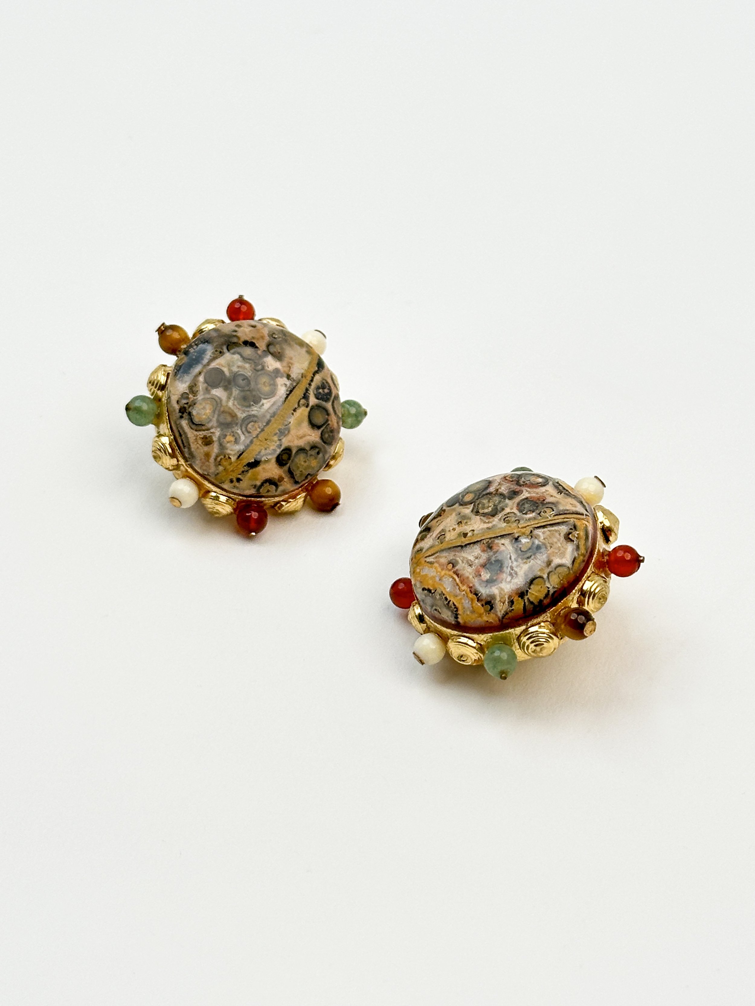 Leopard Jasper Cabochon Earrings