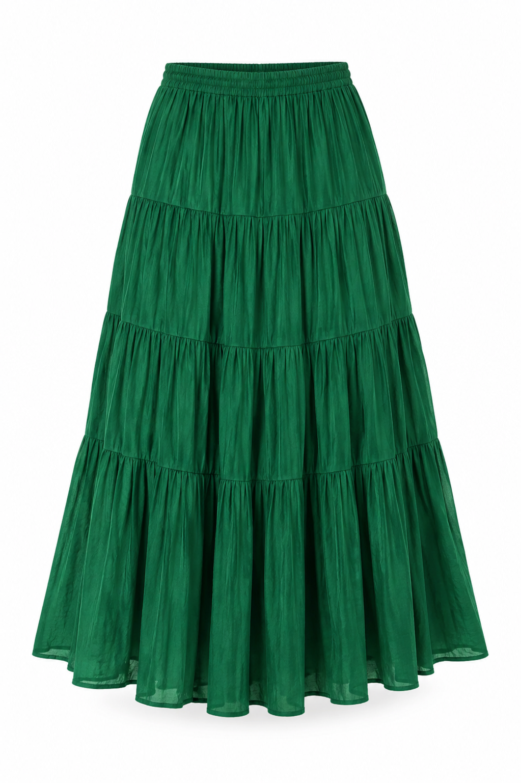 Kelly Green Tiered Maxi Skirt