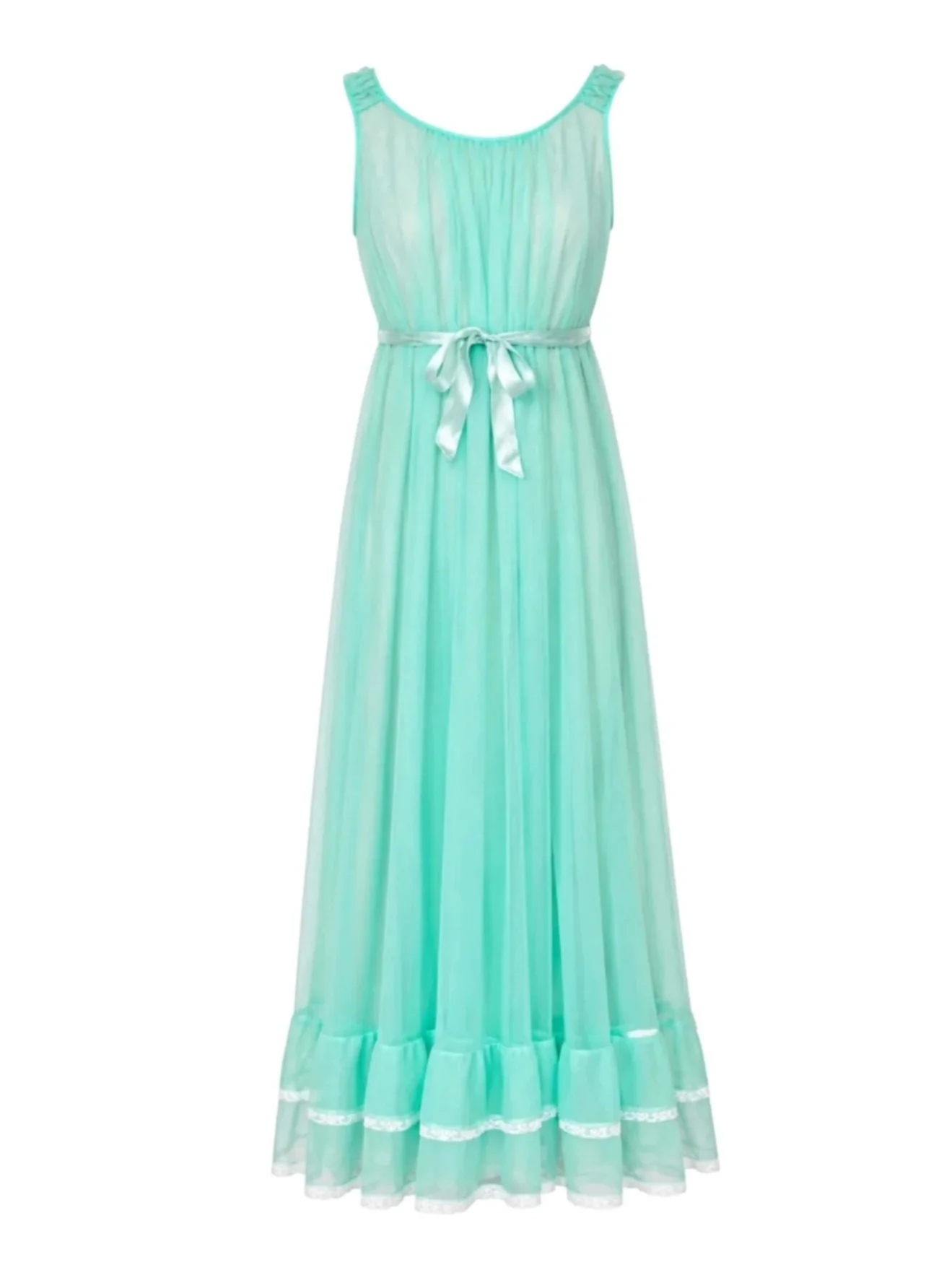 1960s Turquoise Sheer Peignoir Gown