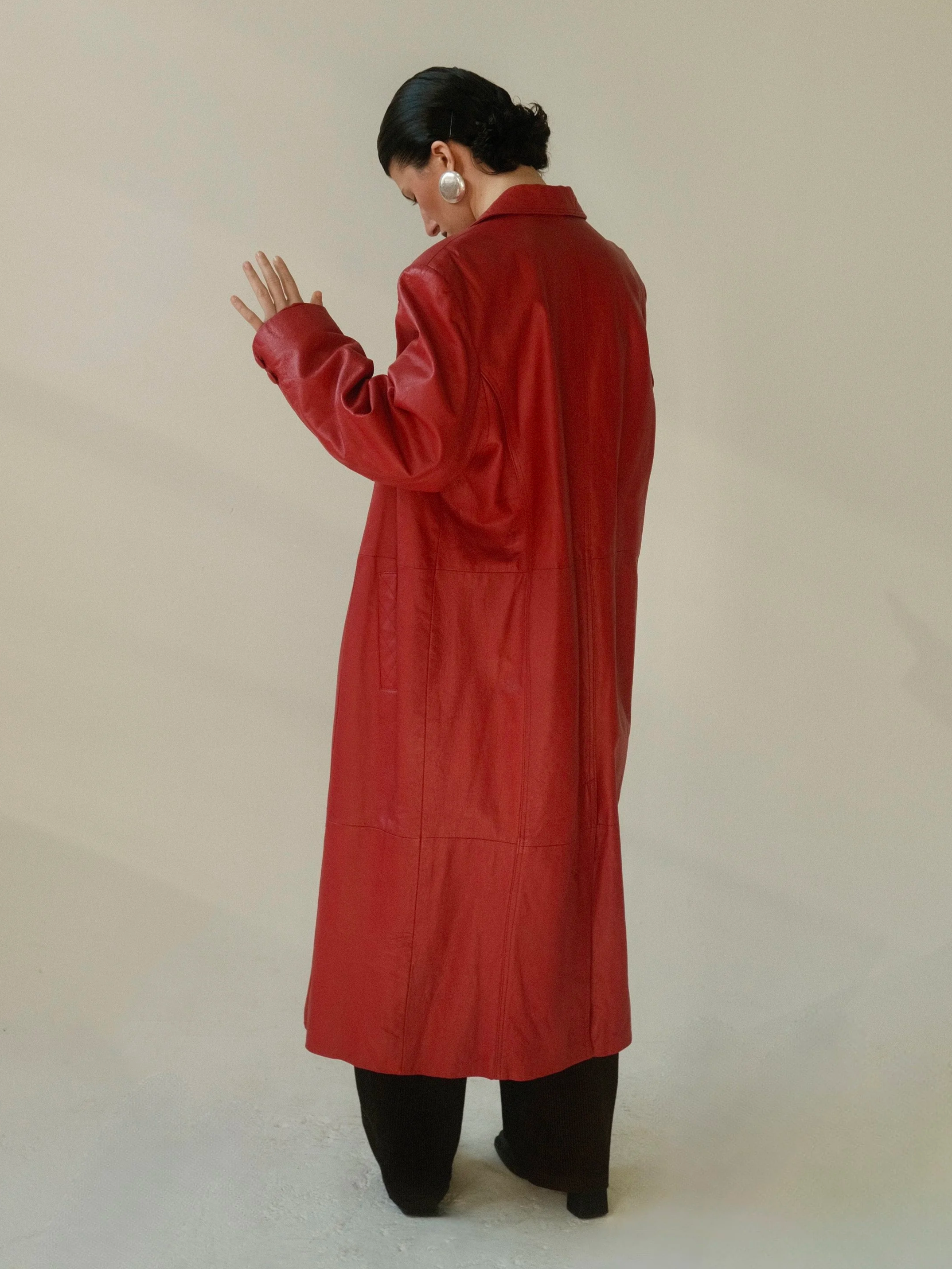 Cherry Leather Duster Jacket