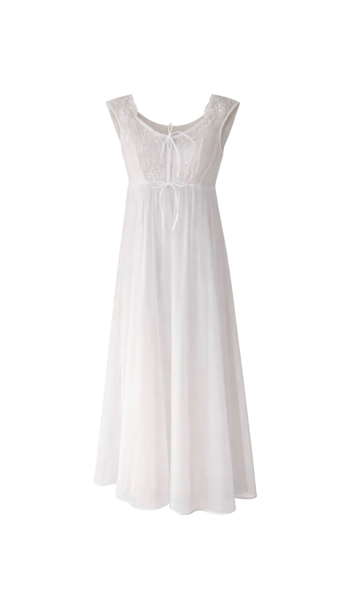 White Sheer Double Chiffon Peignoir
