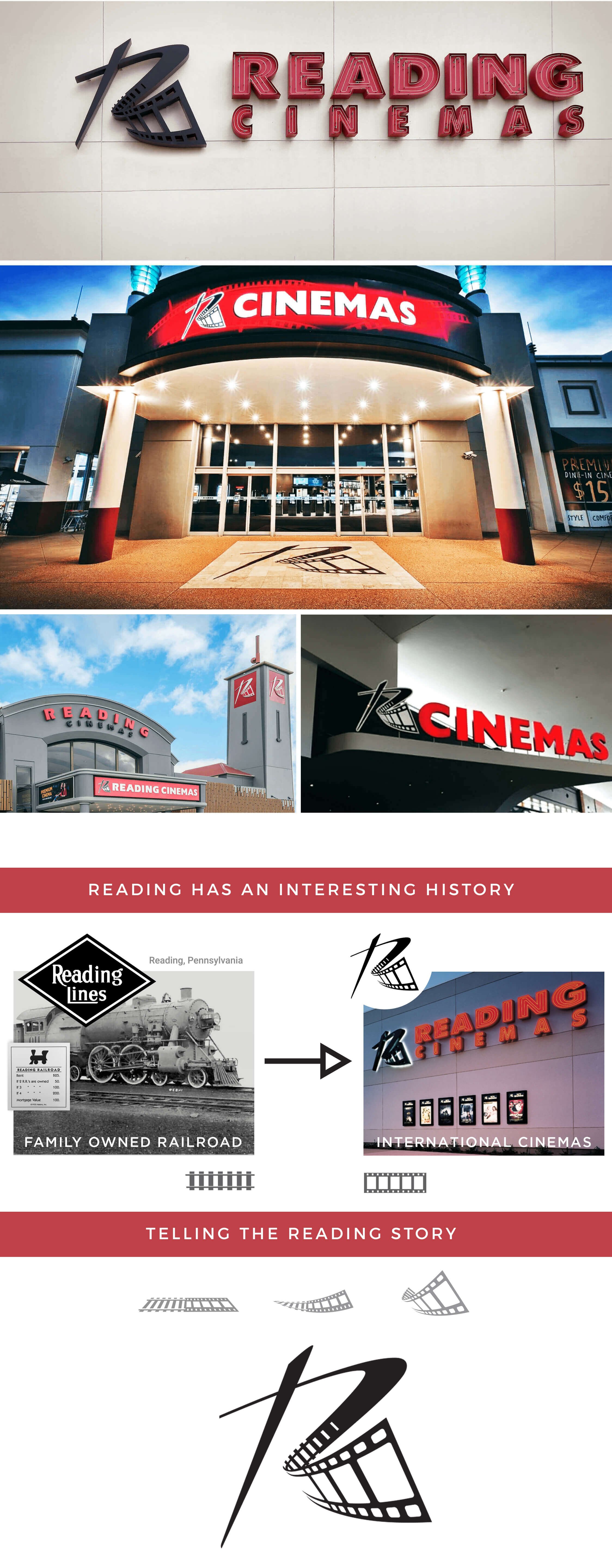 a montage of the logo used for Reading Cinemas