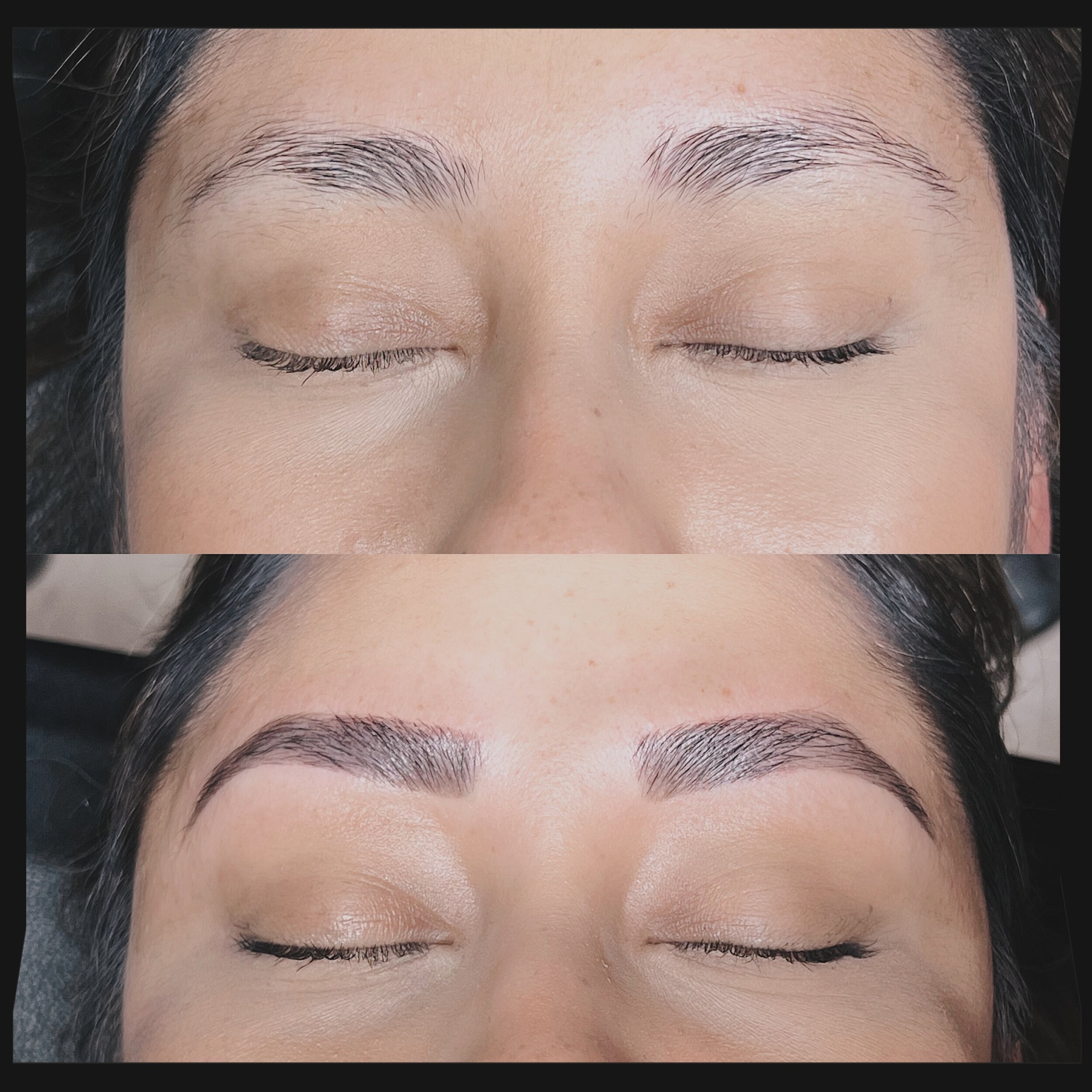 New client, brow wax &amp; tint transformation! 

Tint helps the brows appear fuller by filling in on the skin where the brow hairs are sparse!.

Tint can last up to 7 days on the skin depending on your skin type and lifestyle! &amp; up to 2/3 weeks 