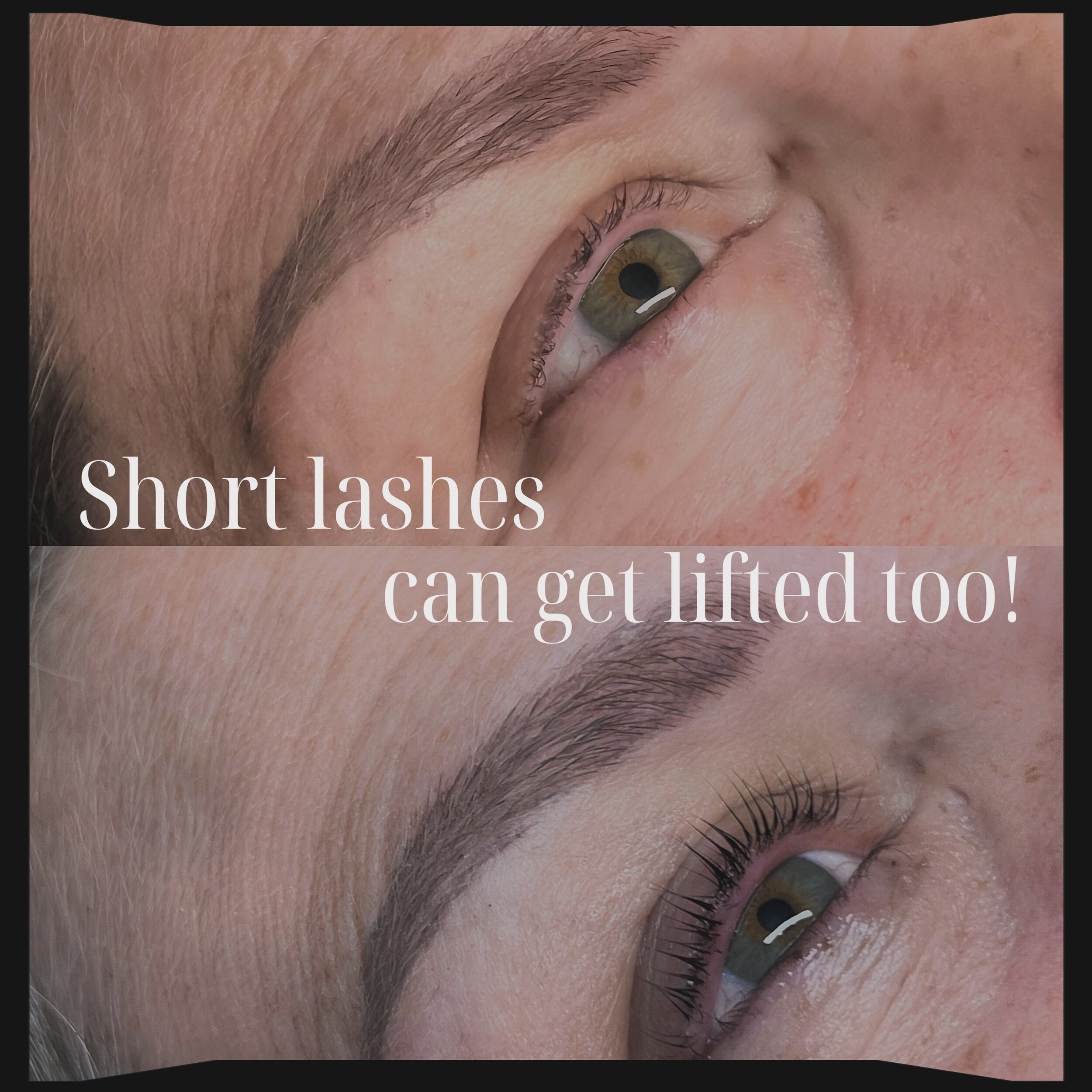 Yeah that's right.. SHORT LASHES CAN BE LIFTED TOO😊

Don't want the maintenance of lash extensions but still wish your natural lashes were just a little more dramatic? Then try a lash lift!! Makes your mascara stand out even more... I mean look at t