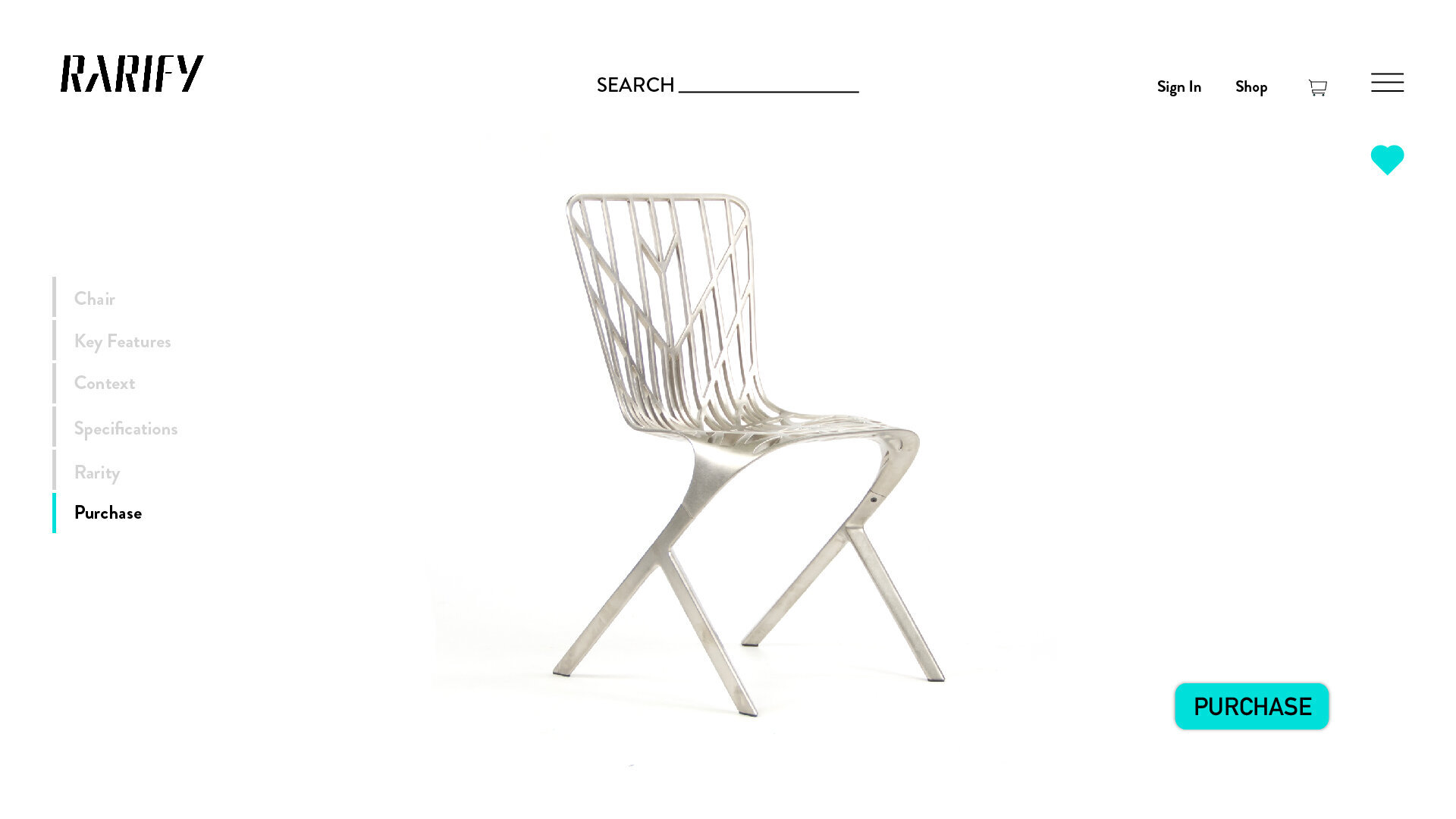 The purchase page for a rare chair.