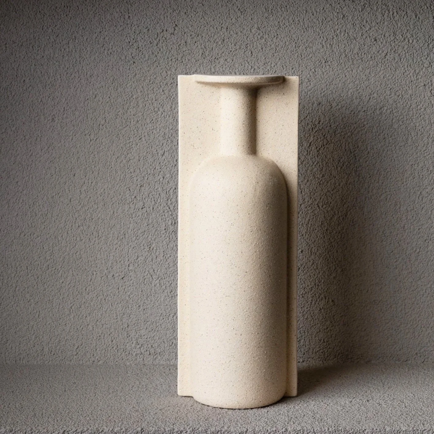 Rough textured light  beige high vase