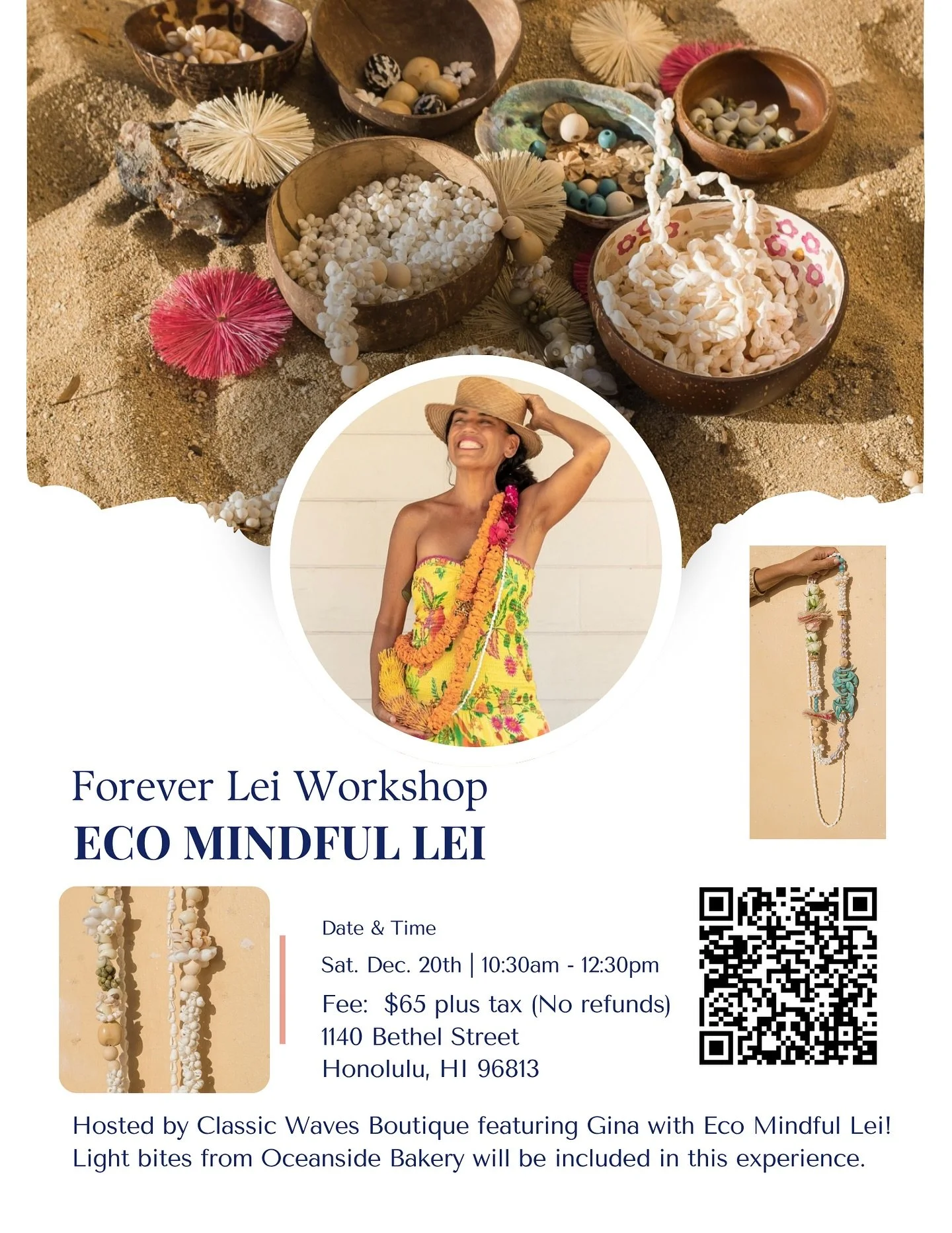 December workshops! 

Wreath workshops sold out but offering&hellip;

2 Forever Lei Workshops in 2 different styles. 

Make your own sustainable gift to give or keep.
We will wrap it in ti leaf after 🌱 

We will be using:
Shells
Kukui Nuts
Koa seeds