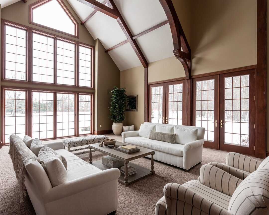 Furnishing and styling this home was pretty easy, considering my client&rsquo;s home has amazing millwork and two-story windows.  She wanted everything in this room to be neutral, with pops of black. Baby, we nailed it!​​​​​​​​
​​​​​​​​
Photo: @maega