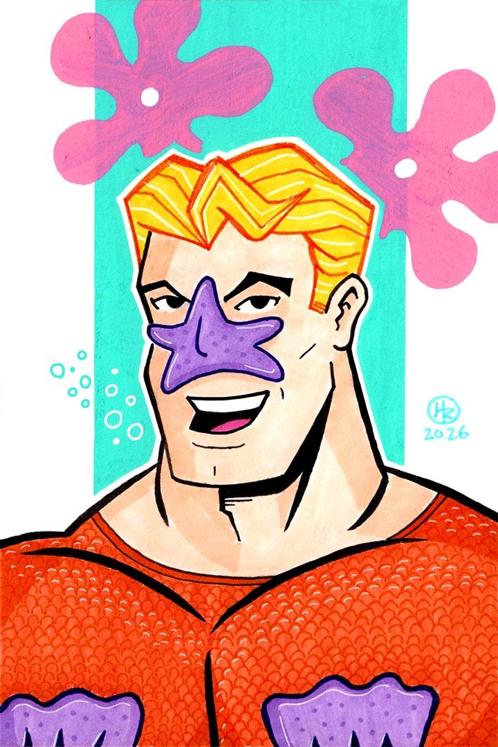Mermaid Man from Spongebob Squarepants illustration by Henry Rose