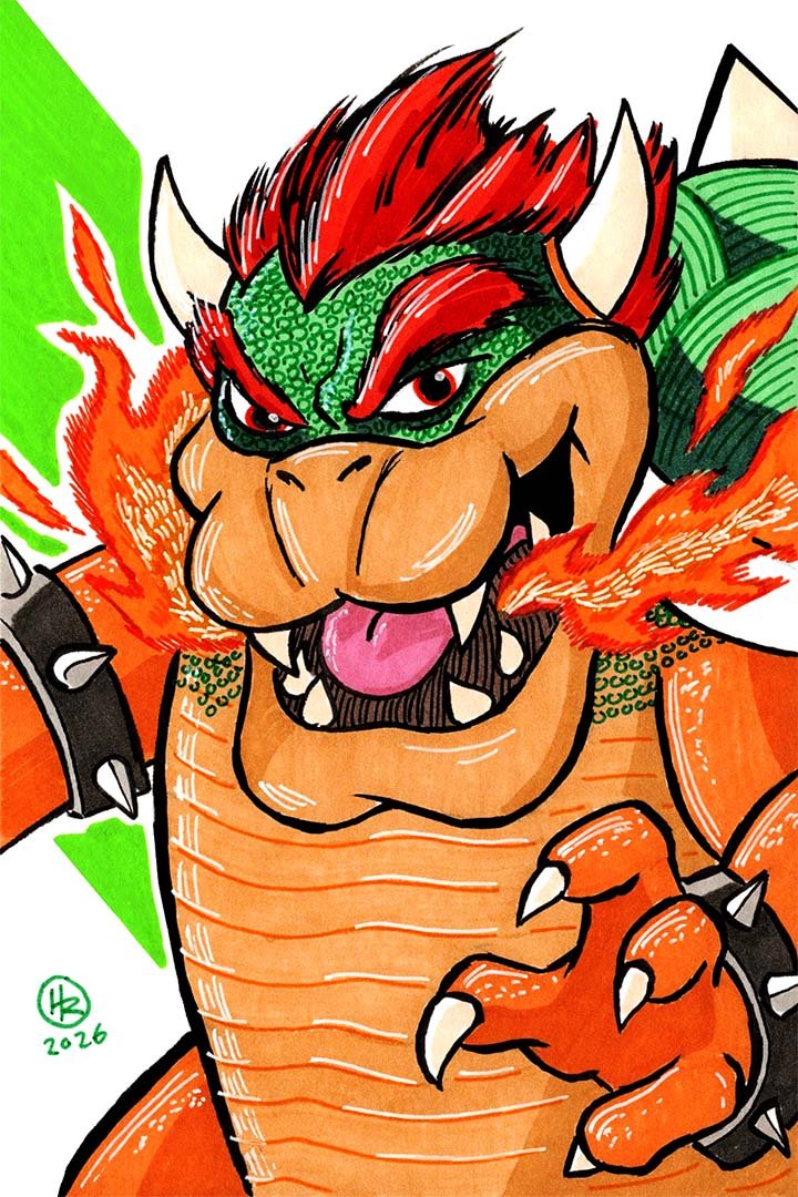 Bowser from Super Mario Bros. Illustration by Henry Rose