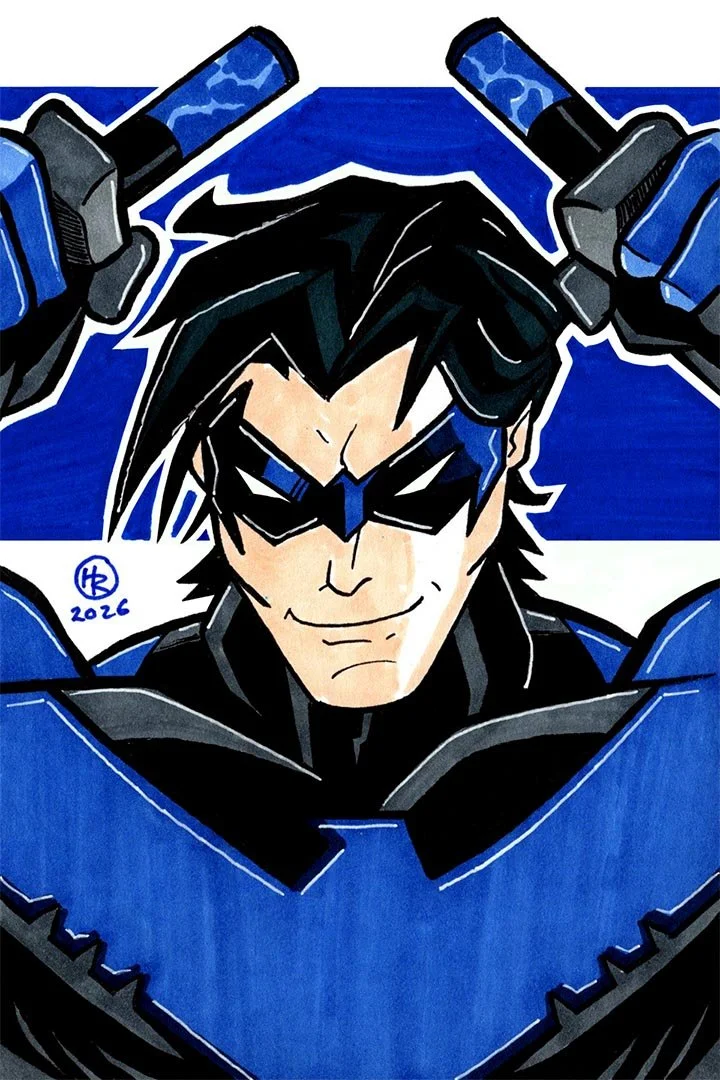Nightwing from Batman DC Comics Illustration by Henry Rose