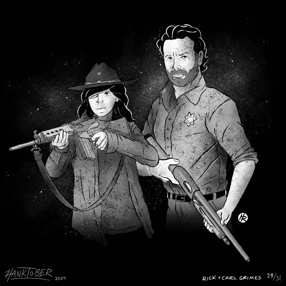 Horror ink illustration of Walking Dead drawn by Henry Rose