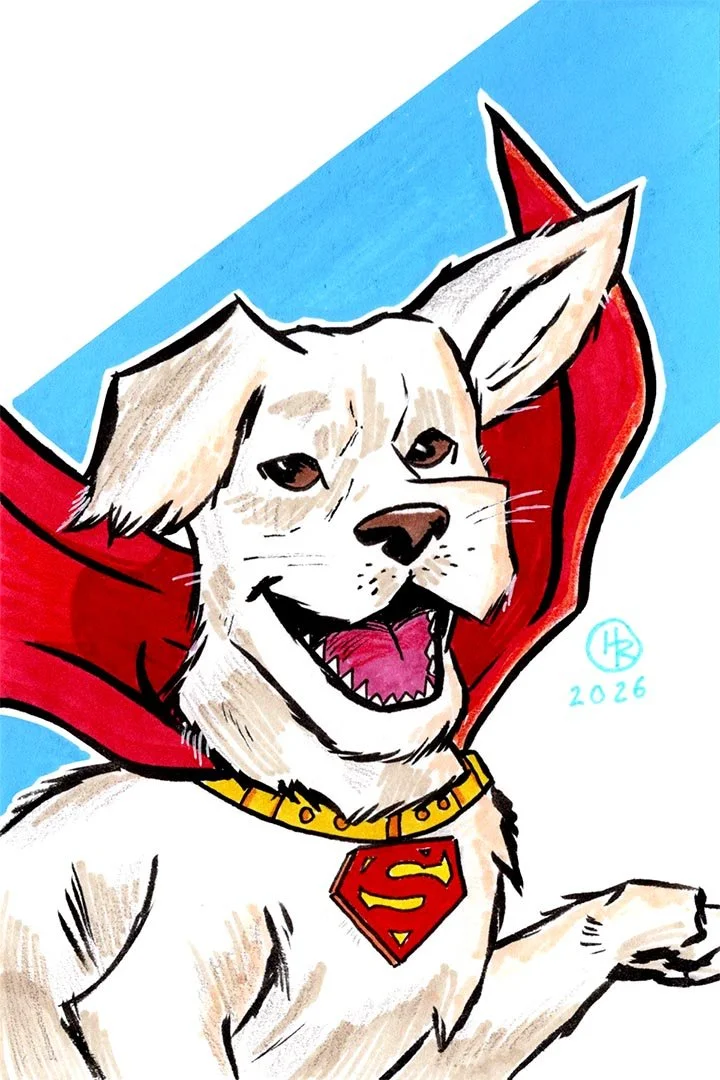 Krypto the Superdog from DC Comics illustration by Henry Rose