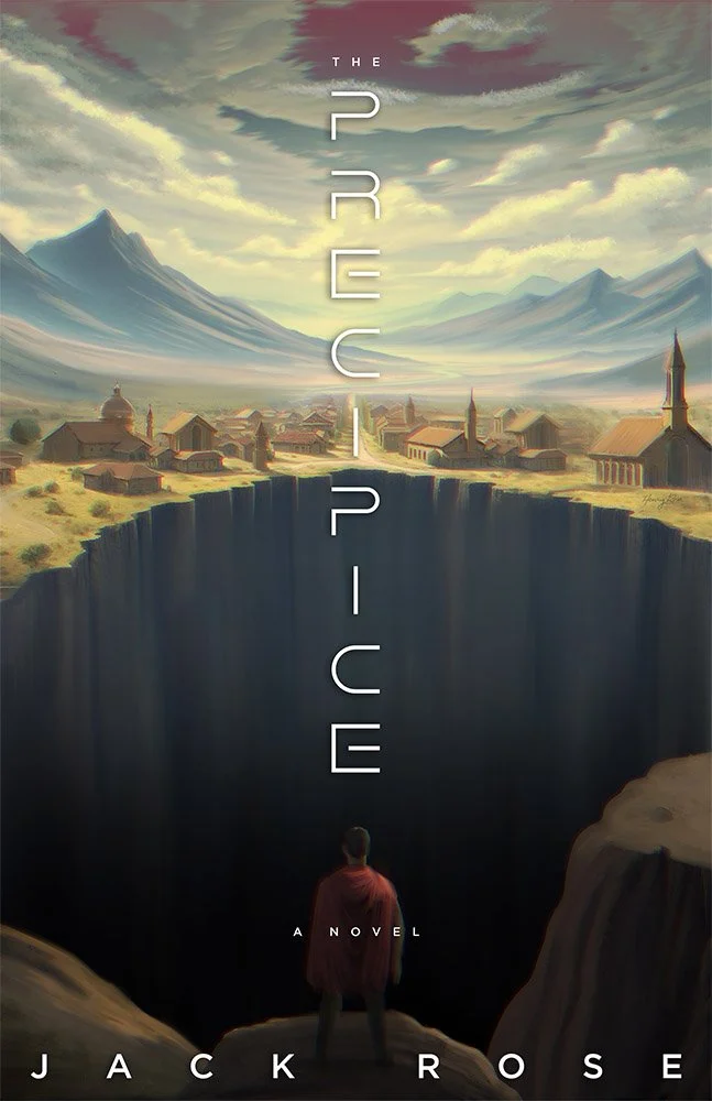 Illustrated book cover for the Precipice by Jack Rose drawn by Henry Rose