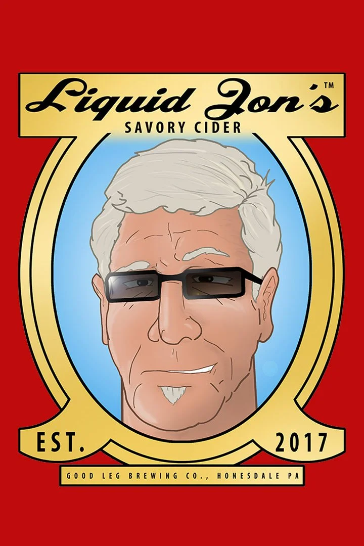 Illustrated Liquid Jon's Savory Cider drawn by Henry Rose 2017