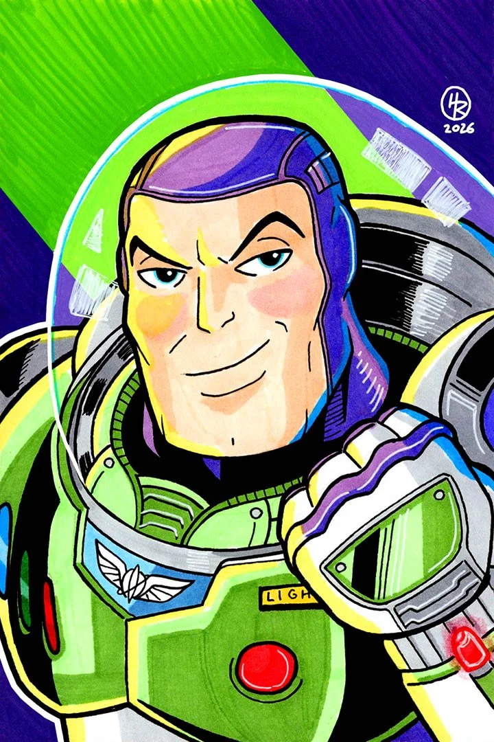 Buzz Lightyear from Toy Story Pixar Illustration by Henry Rose