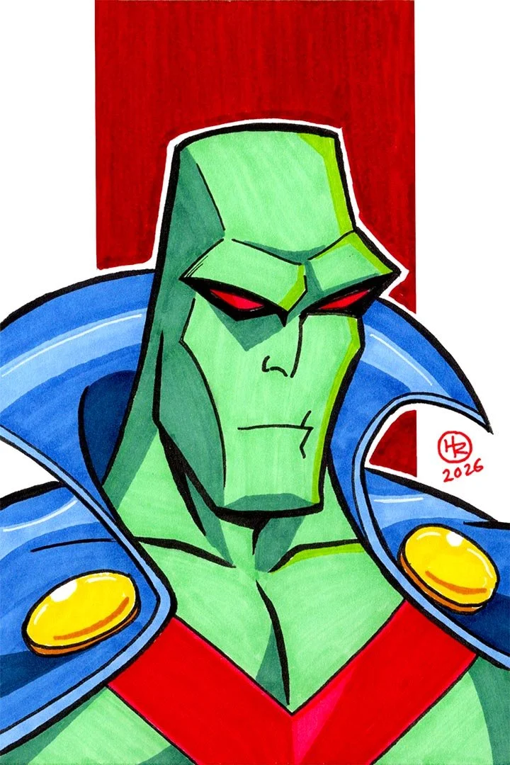 Martian Manhunter from DC Comics illustration by Henry Rose