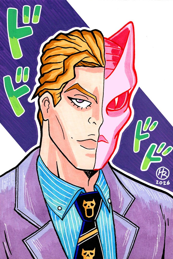 Yoshikage Kira from JoJo's Bizarre Adventure: Diamond is Unbreakable Illustration by Henry Rose