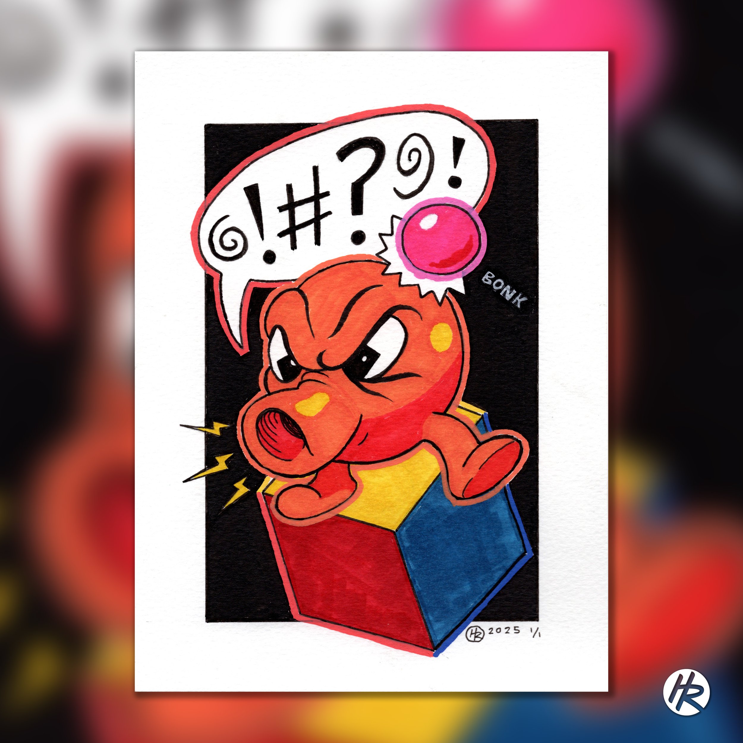 Q*Bert drawn by Henry Rose Design