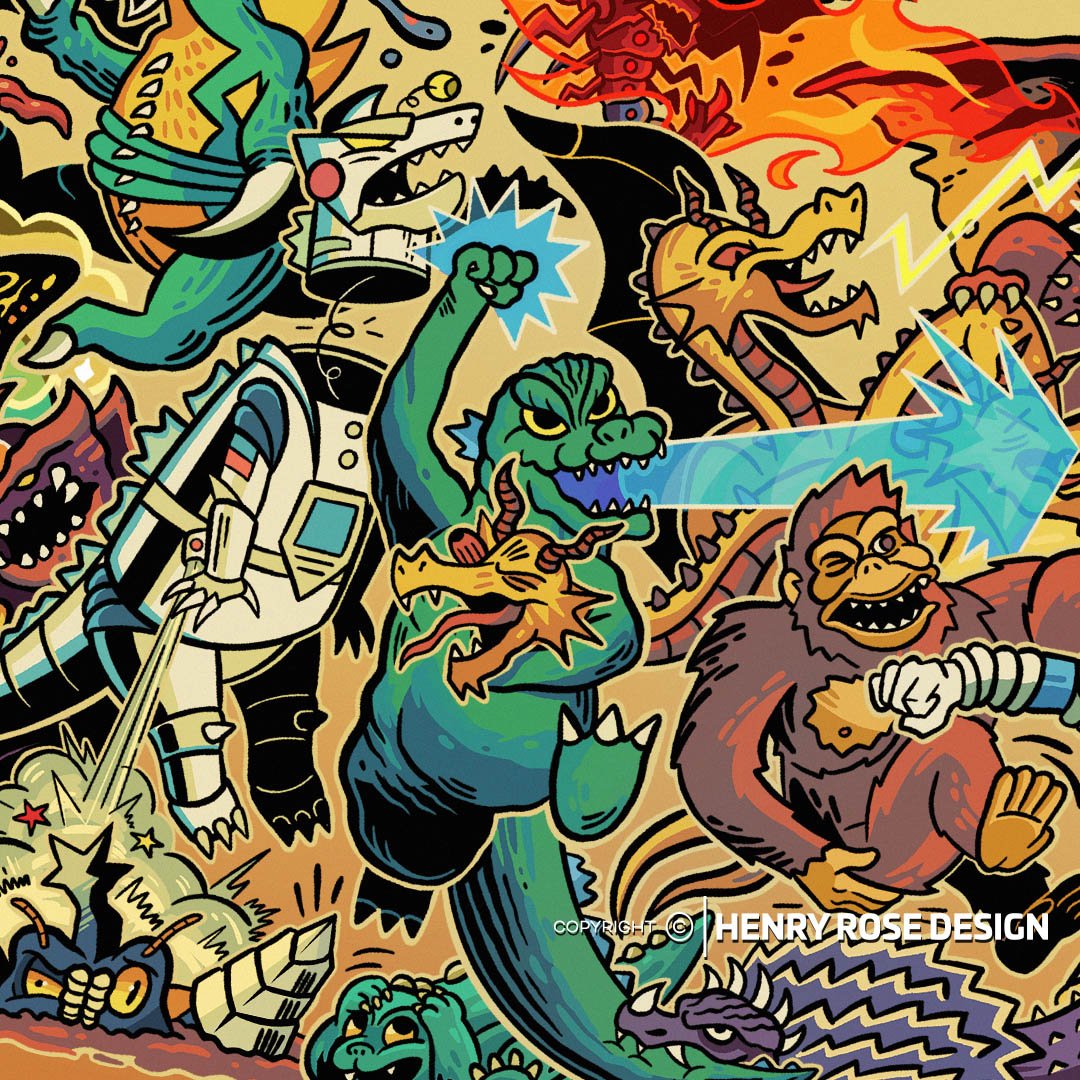Godzilla Kaiju Chaos Art Henry Rose Design 2.jpg