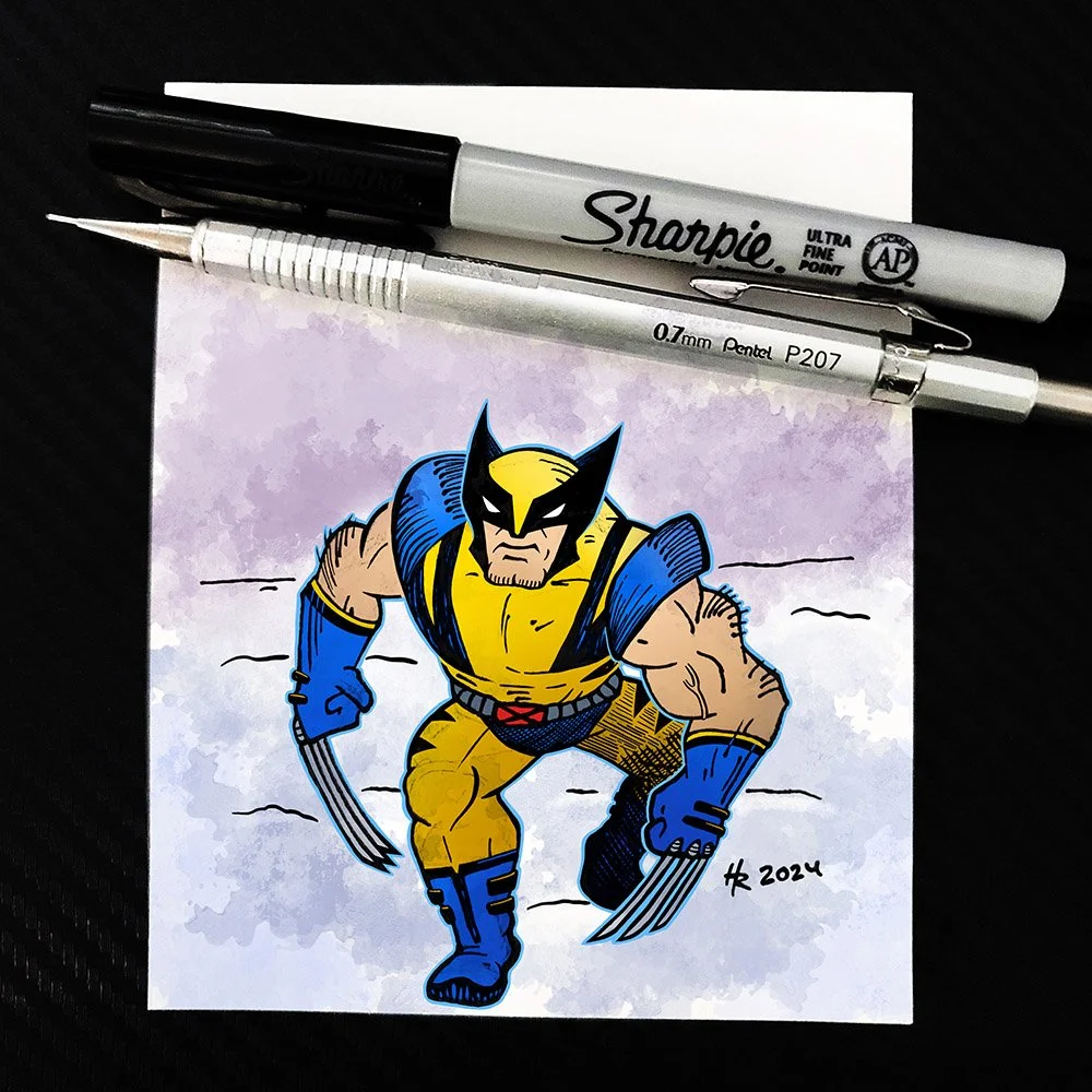 Illustrated Wolverine sketch hand-drawn by Henry Rose