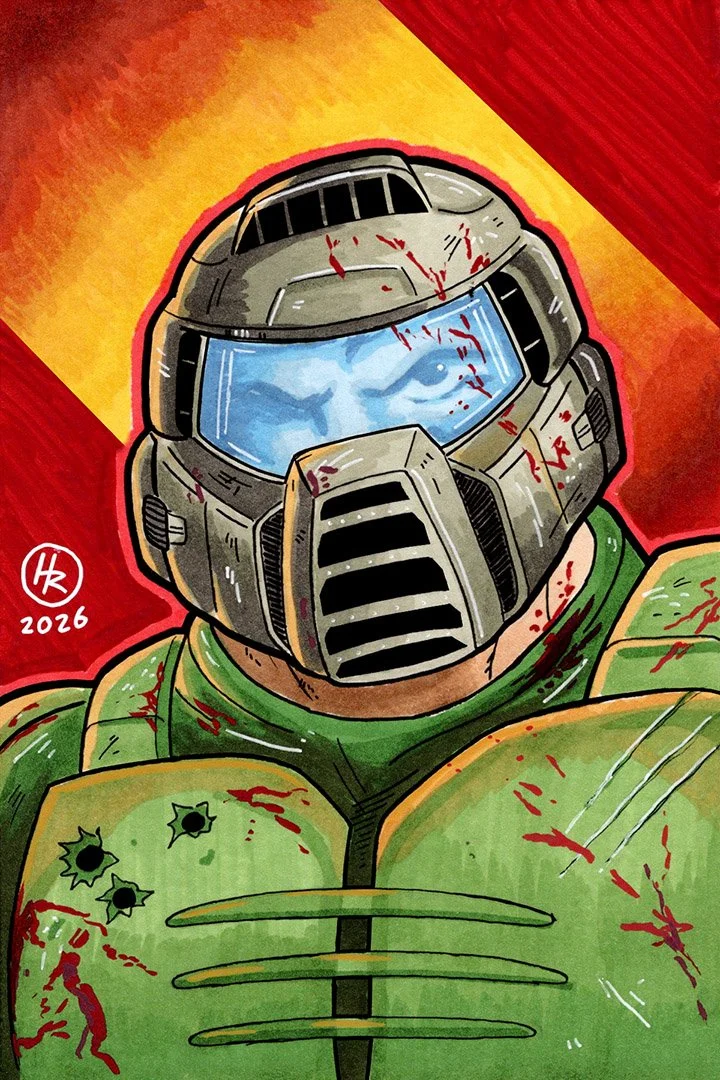 Doomguy Slayer from Doom Illustration by Henry Rose