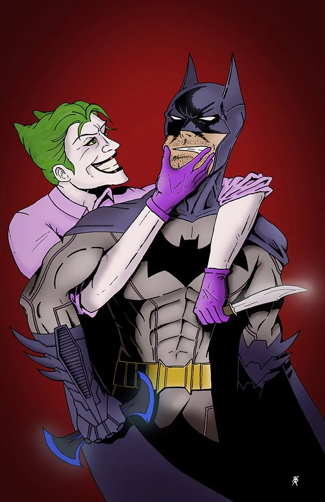 Illustrated Batman and Joker comic drawn by Henry Rose 2017