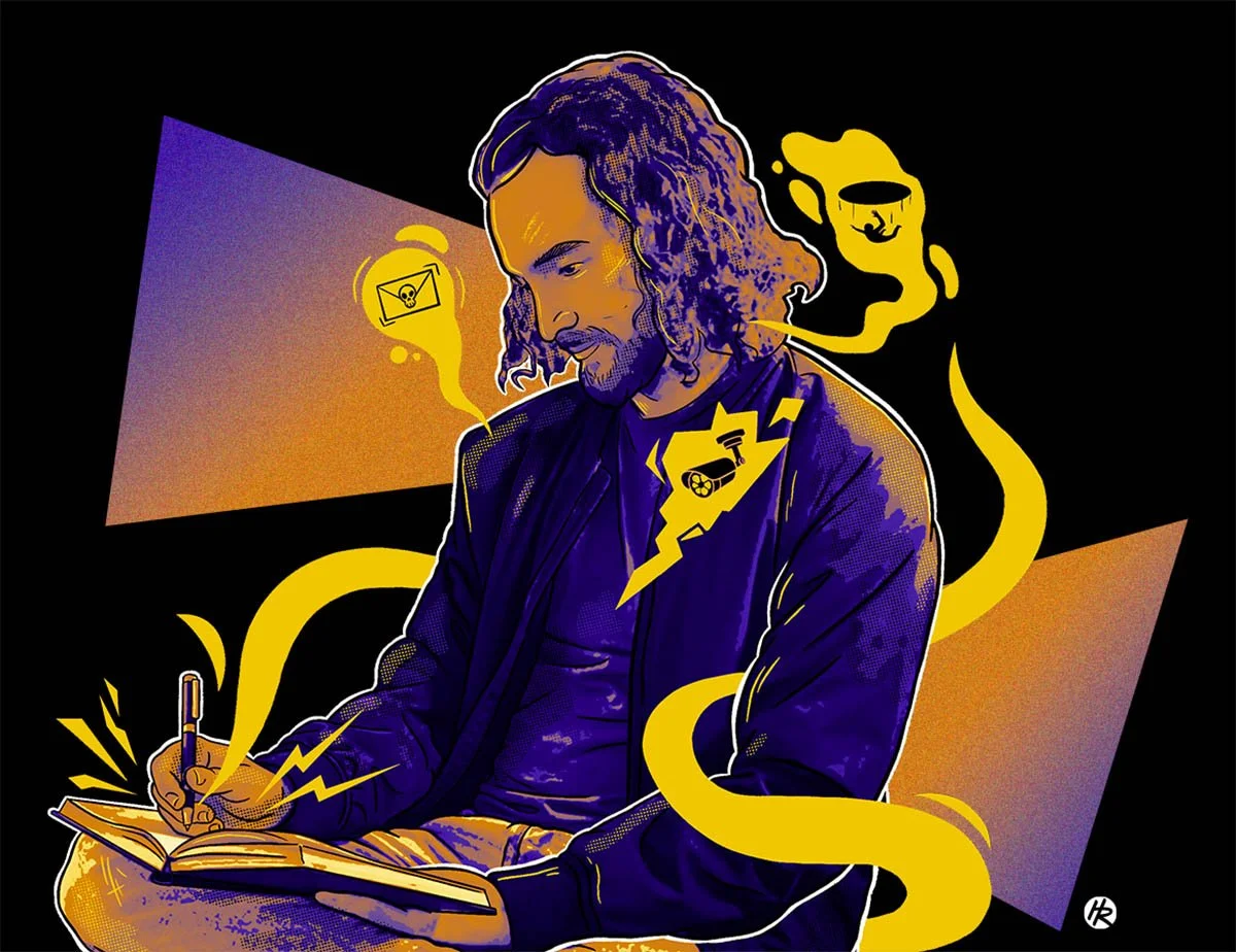 Illustrated meditation branding artwork for Jack Rose author website drawn by Henry Rose