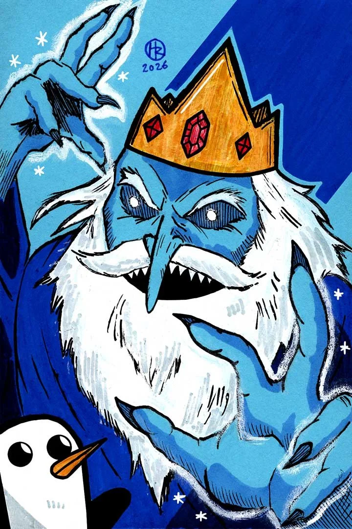 Ice King and Gunter from Adventure Time Illustration by Henry Rose