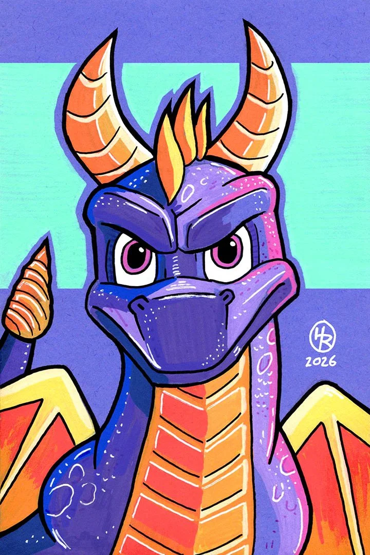 Spyro The Dragon from PlayStation Illustration by Henry Rose