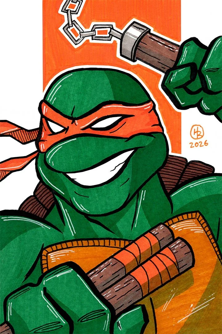Michelangelo from Teenage Mutant Ninja Turtles Illustration by Henry Rose