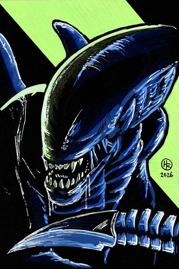 Xenomorph from Ridley Scott's Alien 1979 Illustration by Henry Rose