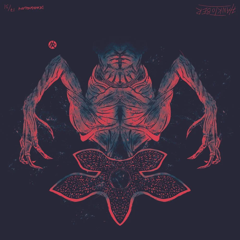 Horror ink illustration of Demogorgon from Stranger Things drawn by Henry Rose