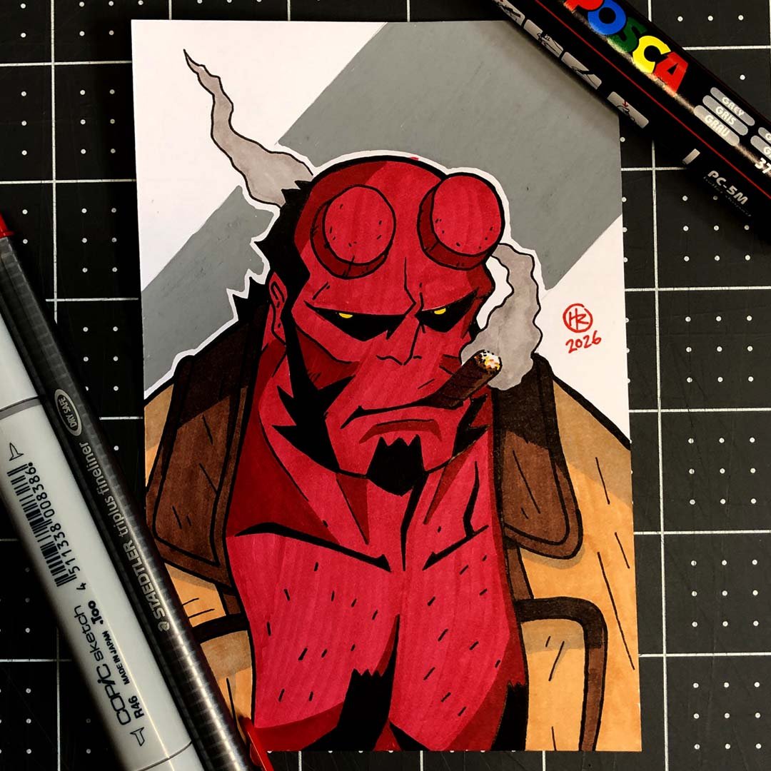 Hellboy Hand-Drawn Art