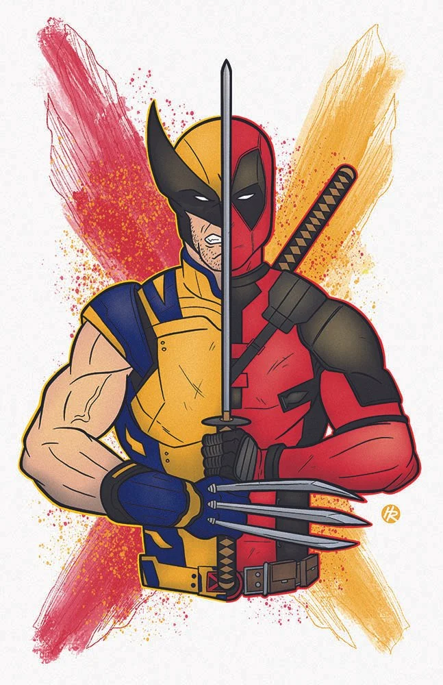 Illustrated Deadpool and Wolverine movie poster drawn by Henry Rose