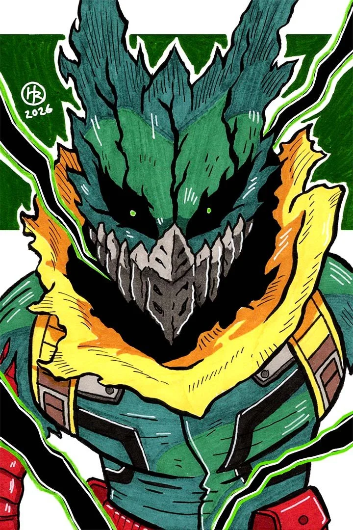Dark Vigilante Deku Izuku Midoriya from My Hero Academia Anime Illustration by Henry Rose