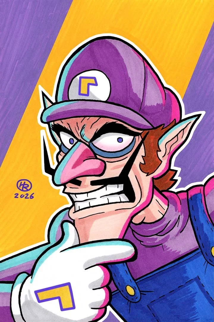 Waluigi from Super Mario Bros. Illustration by Henry Rose